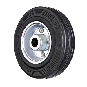 Экономичное эластичное резиновое колесо 6, 8 дюймов, стандартное промышленное полипропиленовое/стальное каркас, черное резиновое колесо