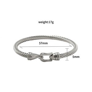 Stainless Steel Geometric Cable Braided Bracelet Horseshoe Buckle Unisex Jewelry Gift Fashion Cuff Bracelets - Product Image 4