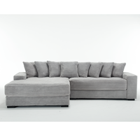 Canapé modulaire surdimensionné en forme de L, moderne, en velours côtelé, avec chaise longue gauche, accoudoirs, huit coussins décoratifs, canapé d'angle