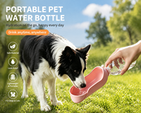 Bouteille d'eau portable pour animaux de compagnie, bouteille d'eau pliable pour chien, bouteille de voyage en silicone anti-fuite pour la promenade des chiens et des chats en extérieur