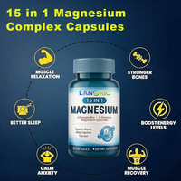 Compléments de sommeil OEM, formule 15 en 1, capsules de glycinate de magnésium, compléments pour améliorer l'humeur, capsules de complexe de magnésium 15 en 1