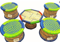 Nouvelle Collection 2023 : Ensemble de Tabourets Ottoman en Bambou Écologique et Durable – Mobilier Portable Empilable pour Salon et Jardin