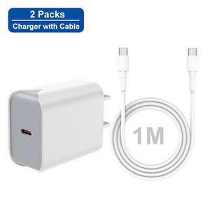 อะแดปเตอร์ชาร์จ USB C แบบ Universal US Plug 20 วัตต์ พร้อมสายชาร์จ USB C to C 60 วัตต์ สำหรับชาร์จโทรศัพท์มือถือ - Product Image 1