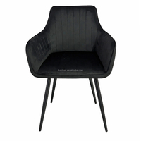 Ensemble de salle à manger rond moderne et élégant avec des chaises légères en métal noir pour table à manger, restaurant, bureau