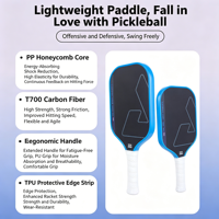 Paleta de Pickleball Estándar USAPA de Material Compuesto - Elección del Atleta, Material Ecológico, Textura Antideslizante, 245g, 40 Orificios, Nylon de 13/16MM
