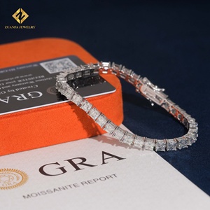 เครื่องประดับ ZUANFA สร้อยข้อมือเทนนิส GRA เงินแท้ 925 ประดับเพชรโมอิสซาไนต์ทรง Asscher Cut 4*4 มม. ผ่านการทดสอบด้วยเครื่องตรวจสอบเพชร - Product Image 4