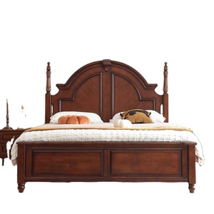 Lit classique en bois foncé avec tête de lit en colonne romaine et sculptures délicates, pour une décoration intemporelle de chambre à coucher 55-SAJ-Lit en bois massif-1 - Product Image 3
