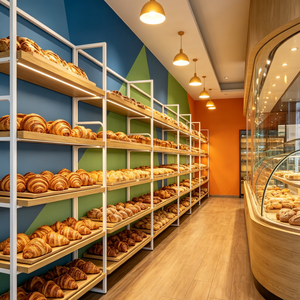 LUX Customized Retail Bakery Store Display <b>Rack</b> Wooden Frame Furniture for Bread Cake Shop for Shop for Showcase 3D Design - Product Image 3
