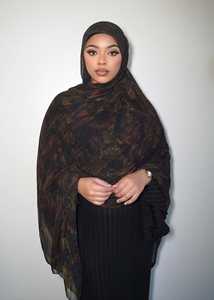Venta al por mayor de fábrica: Nuevo hiyab de satén de seda estampado a la moda para mujer, pañuelo étnico, chal para velo musulmán 90*230 - Product Image 4