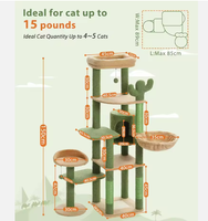 Aimigou Arbre à chat en bois écologique de luxe à 4 niveaux, avec griffoir en sisal, perchoir en corde, jouet et lit, emballage carton, pour intérieur, 85 cm