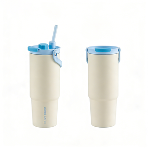 20/30oz Vacuum Insulated Stainless Steel Travel Thermal Mug <strong>Tumbler</strong> <strong>with</strong> Flip Straw <strong>Handle</strong> for Lid <strong>with</strong> Straw <strong>Handle</strong> Food Grade - Product Image 1