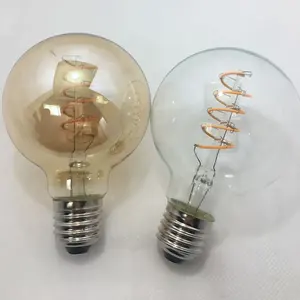 Lâmpada LED de filamento macio espiral estilo Edison G80 4W E27 220V para venda, fornecedor da China