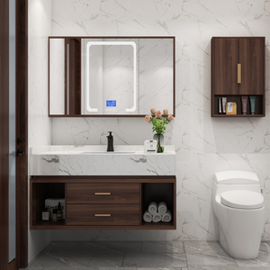 <span class=keywords><strong>Mueble</strong></span> de <span class=keywords><strong>baño</strong></span> de último diseño, armario con espejo de iluminación en <span class=keywords><strong>Nogal</strong></span> y marrón <span class=keywords><strong>oscuro</strong></span>, 2022 - Product Image 4