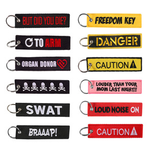 Porte-clés personnalisé tissé avec sangle, broderie de texte, <span class=keywords><strong>patch</strong></span> avion, logo brodé, étiquette de clé avion, porte-clés de vol - Product Image 3