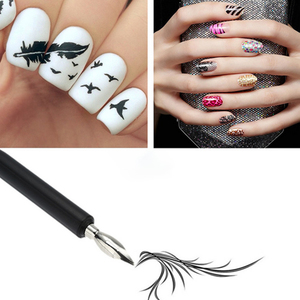 Nail Art Flower Painting Pen Tool <b>Set</b> Phototherapy Gel Pen <b>Crimped</b> Ferrule Metal Brush with 5 Replaceable Tip Manicure Kit - Product Image 6