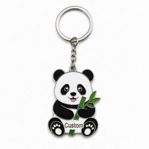 Porte-clés personnalisé en métal de haute qualité, motif panda mignon, en forme d'animal, pendentif tendance, souvenir du zoo, vente en gros - Product Image 2