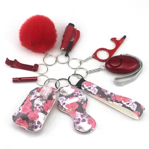 Low Price Wholesale Safety Alarm Cat Self Defense Keychain Sets Accessories Bulk Alloy for Women Personal Protection Keyring