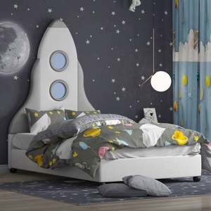 <b>Rocket</b> Ship Kids Daybed Full <b>Wood</b> Modern Creative Storage for Boys Youth Cartoon Design with Adventure Theme - Product Image 1