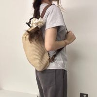 Sac à dos tricoté pour femme, léger et tendance, en polyester, avec fermeture éclair, idéal pour toutes les occasions – Nouvelle collection à succès