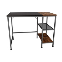 Bureau d'étude/ordinateur convertible CHICON CHOD06-M Nordic Home Office, structure en acier moderne, brun noir, avec étagère de rangement en bois à 2 niveaux