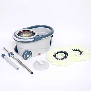 फैक्टरी थोक घरेलू स्पिन जादू पर्यावरण के अनुकूल दोहरी ड्राइव फ्लैट हेड टेलीस्कोपिक हैंडल स्टील पोल मॉप बाल्टी स्व-रिंगर - Product Image 4