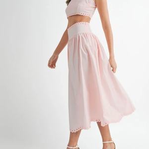 Conjunto de Lino Casual para Mujer, Estilo 2025, a la Moda, de Venta Caliente, con Chaleco Bordado y Falda, Dos Piezas - Product Image 2