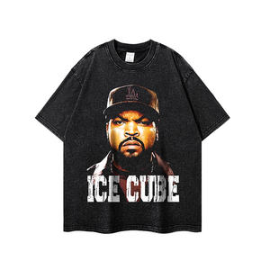 T-shirt ample unisexe à manches courtes, imprimé style rap européen et américain, effet vieilli et délavé, hip-hop - Product Image 4