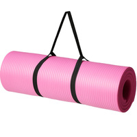 Esterilla de Yoga de Algodón Ecológico de 10 mm de Grosor con Revestimiento Antideslizante Impermeable, Correas Ajustables, 185 cm de Longitud para Ejercicios de Fitness