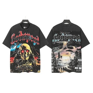 T-shirt Homme Godspeed2026ss Style Européen et Américain, Mode Urbaine, Instagram, Effet Délavé, Rétro, Ample, Coton, Imprimé 3D - Product Image 3