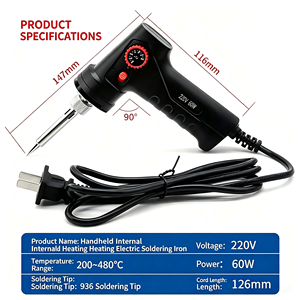 Pluma de Soldadura Manual de 60W con Temperatura Ajustable (200C-480C), Núcleo de Calentamiento Cerámico y Enchufe Europeo Negro - Product Image 4