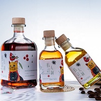 Clair Givré 750ml Bouteilles D'alcool En Verre Bouchon Vide Carré Whisky Vin Gin Vodka Bouteille Fruits Vin Vodka Tailles 100ml 500ml