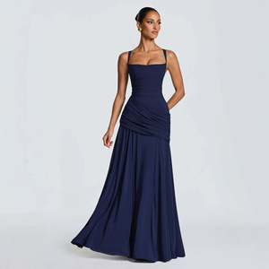 <span class=keywords><strong>Vestido</strong></span> de Noche Largo <span class=keywords><strong>Azul</strong></span> Marino de Lujo con Cuello Cuadrado y Cintura Fruncida, Estilo Línea A, <span class=keywords><strong>para</strong></span> Mujer, Elegante, Formal, <span class=keywords><strong>para</strong></span> Fiesta, Graduación, <span class=keywords><strong>Boda</strong></span>, Invitada - Product Image 1