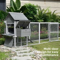 Nichoir et poulailler d'extérieur en bois massif - Imperméable, résistant au soleil et à la corrosion - Grande taille avec balcon - Aucun assemblage requis