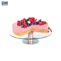 Support à gâteau rotatif rond de 30cm avec plateau en verre et porte-pain en métal-Outils à gâteau