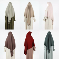 Khimar long à une couche en jersey modal premium personnalisé avec lien arrière, vente en gros de vêtements islamiques pour femmes, Khimar musulman pour Ramadan et Aïd