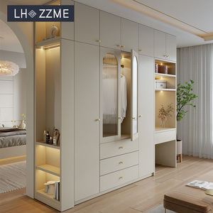 <span class=keywords><strong>Armadio</strong></span> in Legno Semplice, Design Personalizzato, Guardaroba Multiuso con Cassetti, Mobile per Camera da Letto ad Alta Capacità con Ripiani - Product Image 2