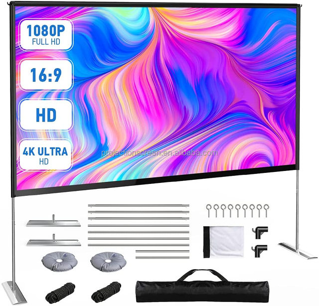 Future 120-Inch Portable HD 4K Outdoor Projector Screen 16:9 Indoor Home Theater System with Tripod for Visual Movie Cinemas