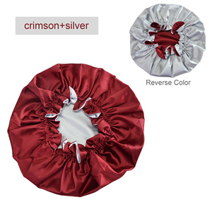 Bonnets de créateurs de cheveux en satin double couche personnalisés en gros pour femmes chapeaux de nuit en soie couvre-chef double couche - Product Image 4