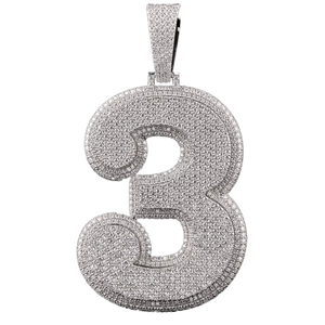 925 Sliver Custom Iced Big Numeral Number Sparkling Moissanite Diamond Unique Hip Hop Style Statement <b>Pendant</b> Necklace <b>for</b> <b>Men</b> - Product Image 1