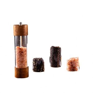 Moulin à poivre et à sel manuel en bois ancien et acrylique, outils de cuisine, moulin en céramique, emballé dans une boîte en plastique, pour usage domestique - Product Image 4