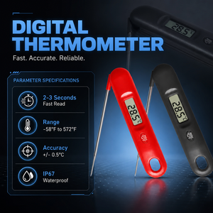 Thermomètre numérique à lecture instantanée pour viande, étanche, pliable, avec sonde alimentaire LCD, adapté au barbecue, à la <span class=keywords><strong>cuisine</strong></span> - Product Image 1
