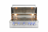 Barbecue à gaz en acier inoxydable à 4 brûleurs, allumage électronique, sécurité anti-épuisement d'oxygène, utilisation intérieure/extérieure, design pliable, bouton de commande