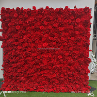 LISSE romantique rouge Rose Floral toile de fond 3D enrouler tissu mariage fleur mur pour extérieur fête de mariage événement décor à la maison