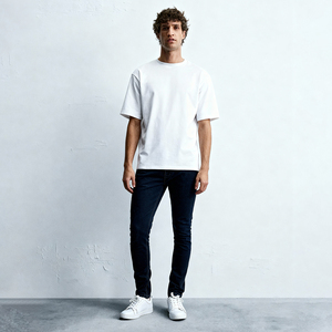 <span class=keywords><strong>Jeans</strong></span> Slim Fit da Uomo di Lusso Lavaggio Scuro, Pantaloni in Denim ad Alta Elasticità e Comfort, Casual Business, Classici <span class=keywords><strong>Jeans</strong></span> Indaco - Product Image 2