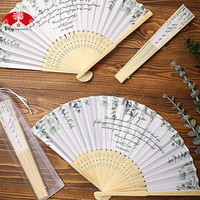 Éventail Pliable en Soie Imitée Blanc Personnalisé en Gros, Tissu Soie Imitée Bambou, Éventail à Main pour Faveur de Mariage ou Fête