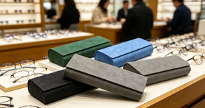 Handmade High-End Recyclable Flip Glasses Case with Rigid Paper Core and Soft Sheepskin Faux Leather Magnetic Closure - Product Image 4