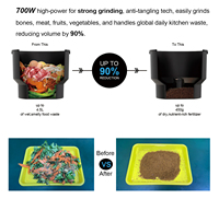 Broyeur de déchets alimentaires électrique inodore de 4,5 litres, bac de compostage et de recyclage avec écran LED et acier inoxydable pour usage domestique