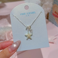 Collar con Colgante de Estrella de Mar en Cobre, con Circonita Cuadrada y Esmalte, Serie Océano, Joyería de Moda para Mujer