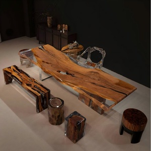 Mesa <span class=keywords><strong>de</strong></span> Comedor Personalizada <span class=keywords><strong>de</strong></span> Alta Gama, Fabricada con Madera Maciza <span class=keywords><strong>de</strong></span> <span class=keywords><strong>Olivo</strong></span> y Resina Epoxi Transparente Saturada, Estilo Cristal <span class=keywords><strong>de</strong></span> Hielo, Precio <span class=keywords><strong>de</strong></span> Fábrica - Product Image 3