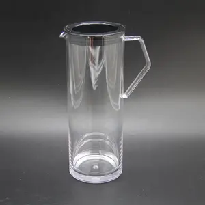 Jarra redonda de plástico transparente para té helado, jarra de agua con tapa, 1.8L